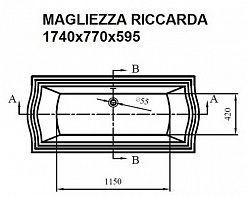 Magliezza Акриловая ванна на лапах  Riccarda  (174х77) ножки золото – фотография-2